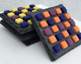 Colorful glass Coaster set(4) by lula Azorey, handmade colorful mosaic glass coaster 2