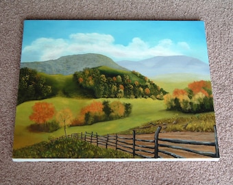 Original oil painting of a countryside landscape