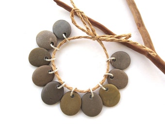 Rock Beads Small Mediterranean Natural Stone River Stone Jewelry Supplies Pairs Small KHAKI CHARMS 17-18 mm