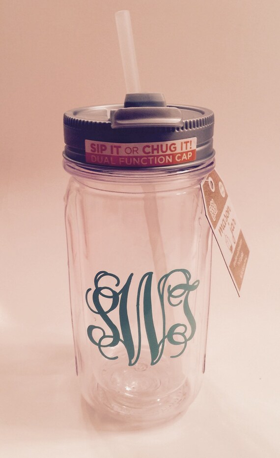 Items Similar To Personalized Monogrammed Mason Jar Tumbler On Etsy 3032