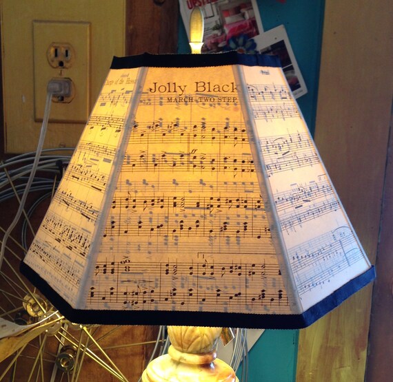 Lamp Shade Paper Lampshade Handmade With Vintage Sheet