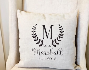 Monogram Pillow Cover - Personalized Name Throw Pillow Cover - Farmhouse Decor - Farmhouse Pillow Covers - Rustic Pillow - Rustic Decor