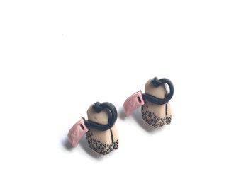 Tea Bag Earrings, Tea Bag Stud Earrings, Tea Lover's Gift, Tea Time, Little Tea Bag Jewelry