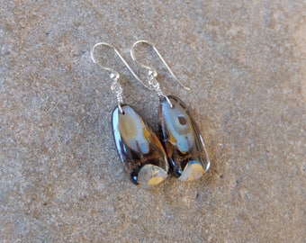 Unique Boulder Opal earrings - handmade in Australia by NaturesArtMelbourne - crystal jewelry