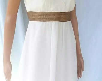 White and Gold sleeveless dress FREE SHIPPING