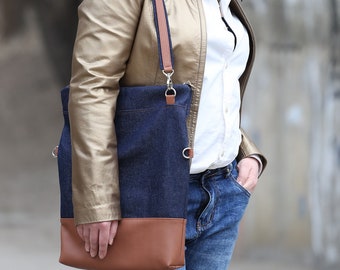 Tote Bag Shoulder Bags Crossbody Purse Denim Canvas tote bag Womens Gift Cross body bag for women Vegan Leather Totes