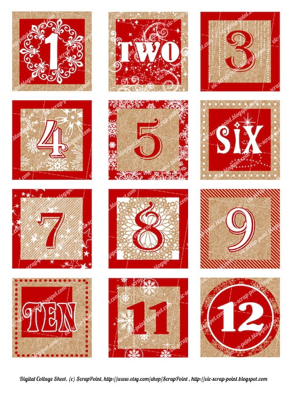 items similar to printable december daily numbers red 3 2 15 or 1