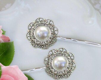 Pearl Hair Pins, Ivory Pearl Clip, wedding Bobby Pins, Vintage style, Bridal Hair pins, Bridesmaid hair pin, Bridesmaids Hair