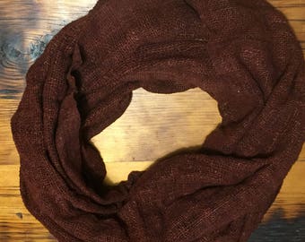 Red silk infinity scarf (72x23in)