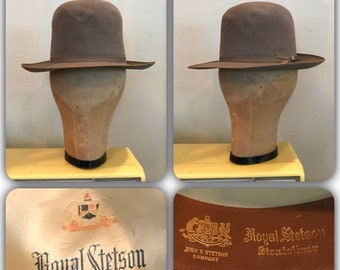 Vintage 50s Royal Stetson Stratoliner Hat Fedora 6 3/4 Small Grey Felt Cowboy Bowler Gypsy Boho Dandy Bespoke Hatters Western Buckaroo Rodeo