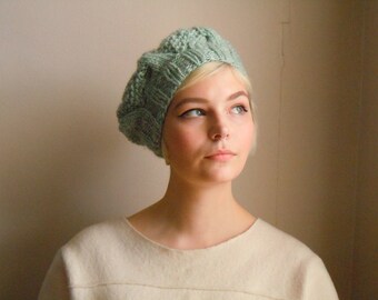 Chunky wool beret - Peppermint green