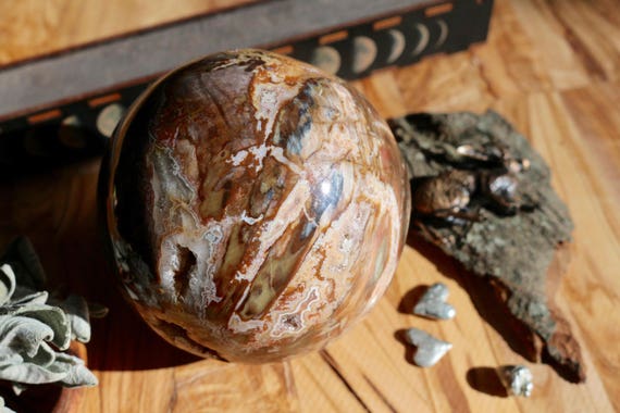 XL Petrified Wood Sphere 113mm, Colorful Petrified Wood Sphere, Polished Sphere, Crystal Ball, Madagascar Petrified Wood, Crystal Ball