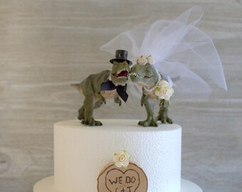 Dinosaur Wedding Cake Topper, Prehistoric, Funny Wedding Cake, T-Rex, Jurassic Cake Topper, Animal, Dinosaurs