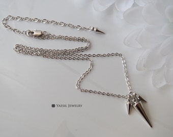 Triple Spike Necklace, Men's Spike Necklace, Gift for Him