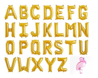 Gold Alphabet Letter Balloons script custom banner 16" inches choose a Letter Custom Banner Decoration Pick Birthday wedding sentence