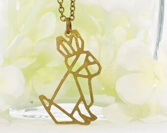 RESERVED Rabbit Necklace Geometric Bunny Maize - Bunny Pendant - Rabbit Jewelry - Pet Bunny Rabbit - Bunny Necklace - Rabbit Pendant- Nature