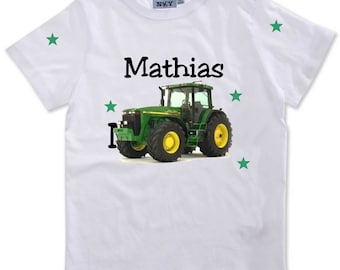 Boy tractor personalized with name t-shirt