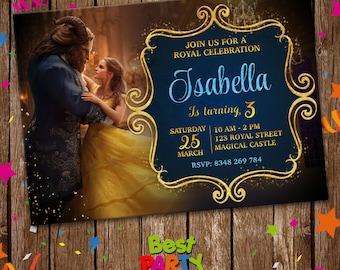 Beauty and the Beast Invitation, Beauty and the Beast Digital Invite, Movie Printable Digital File, Birthday Party Invitation, best-0030