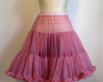 1950s soft nylon two layer petticoat || 50s fluffy 2-layered crinoline