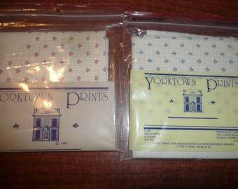 Yorktown Prints Fabrics Ecru With Mauve, Blue Prints You Choose