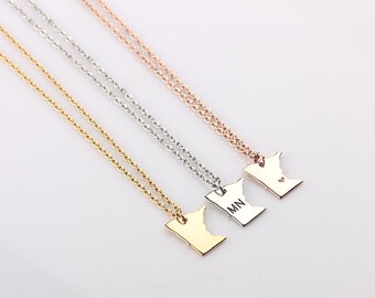 Dainty Minnesota Necklace, Minnesota State Necklace, University of Minnesota, State Necklace, Gold Minnesota Bracelet, Best Friends