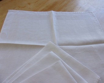 Vintage Damask Napkins White Set of Four