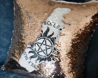 Saving People, Hunting Things, The Family Business, Supernatural, Supernatural Decor, SPN, Hidden Message, Mermaid Cushion