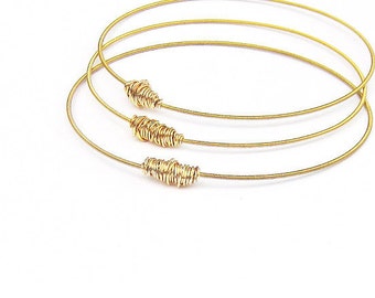 Gold Bangle Bracelets // Set of 3 Bracelets // Guitar String Bracelet Stack // Recycled Eco-Friendly Jewelry // Bridesmaid Gift // Music
