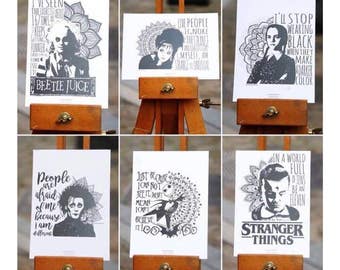 Set of 6 cards postcards Pop culture & Mandalas