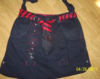 hand made denim and lined bag