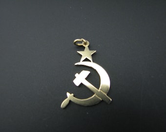 c747 USSR Symbol in 14K Yellow Gold Pendant/ Charm