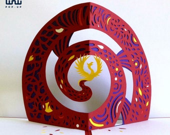 Pop up card : Phoenix & spirale