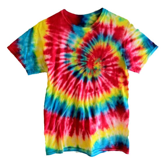 Tie Dye T-shirt Primary Center Spiral Red Yellow Blue