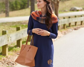 Monogrammed Navy Shift Dress