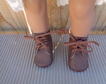 Brown faux leather- Boots for 18 Inch dolls-Shown on my american girl doll