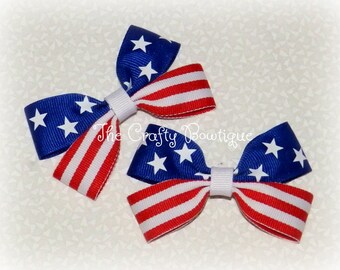 Flag ~ Patriotic ~ Stars & Stripes ~ 4th of July ~ Memorial Day ~ Independence Day ~ Red, White and Blue ~ Pigtails ~ Small ~ Baby ~ Toddler
