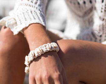 Soft cotton bracelet with shells