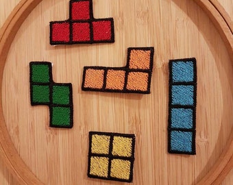 Kit of 4 Tetric blocs on Iron-On Patch Classic Nintendo NES