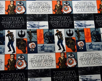Star Wars Episode VII The Force Awakens Fabric Featuring: Rey, Finn, Chewbacca Etc.