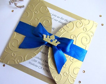 Royal Prince First Birthday Invitation, Prince 1st Birthday Invitation, Prince Baptism, Royal Blue & Gold, Prince Baby Shower, 1st Birthday