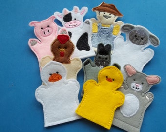 DIY Old MacDonald farm 4 puppets PDF sewing pattern