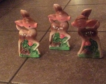 Vintage porcelain deer figurines