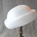 White synthetic straw capeline,Short brimmed hat,Hemmed edge hat,Hat form for milliner,Ready to wear white bibi,vintage millinery, hatter