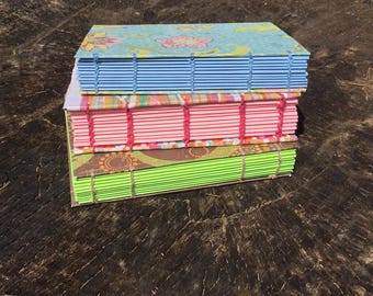 Coptic Bound - Mini Journal - Art Book - Smashbook - Dream Journal - Pocket Sized - Pink - Blue - Green