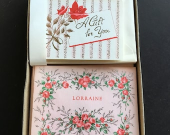 Vintage greeting card set, by Quaint shop, pink box