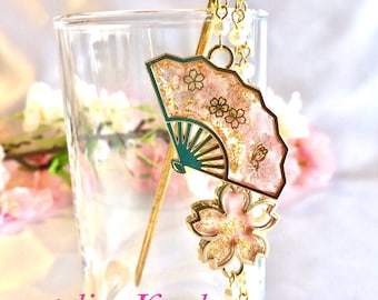 Japanese hair jewelry Kanzashi "sensu and Sakura cherry blossom"