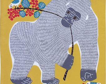 Gorilla & Birds Yellow Japanese Furoshiki Wrapping Cloth 50x50cm Small size (20011-107) Price depends on order total.