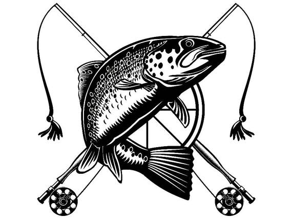 Trout Fly Fishing 2 Logo Angling Fish Fresh Water Hunting