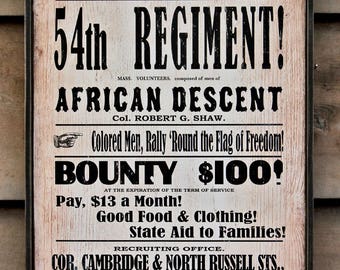 Rustic wooden sign '54th Regiment' American Civil War Sign (Reproduction)