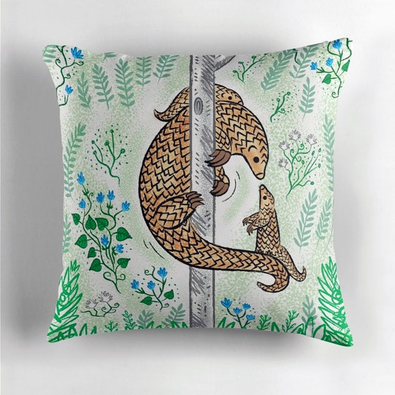 Pangolin Parenting - throw pillow cover / cushion cover including insert by Oliver Lake iOTA iLLUSTRATION